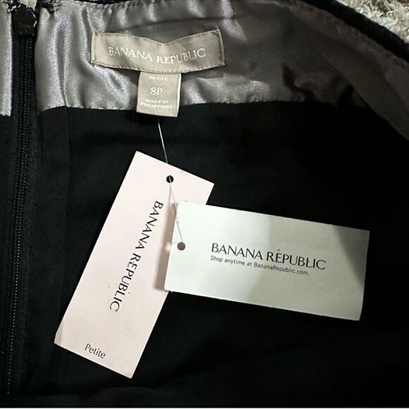 Banana Republic Coated Tweed Black Pencil Above The Knee Skirt Sz 8P - Picture 6 of 12